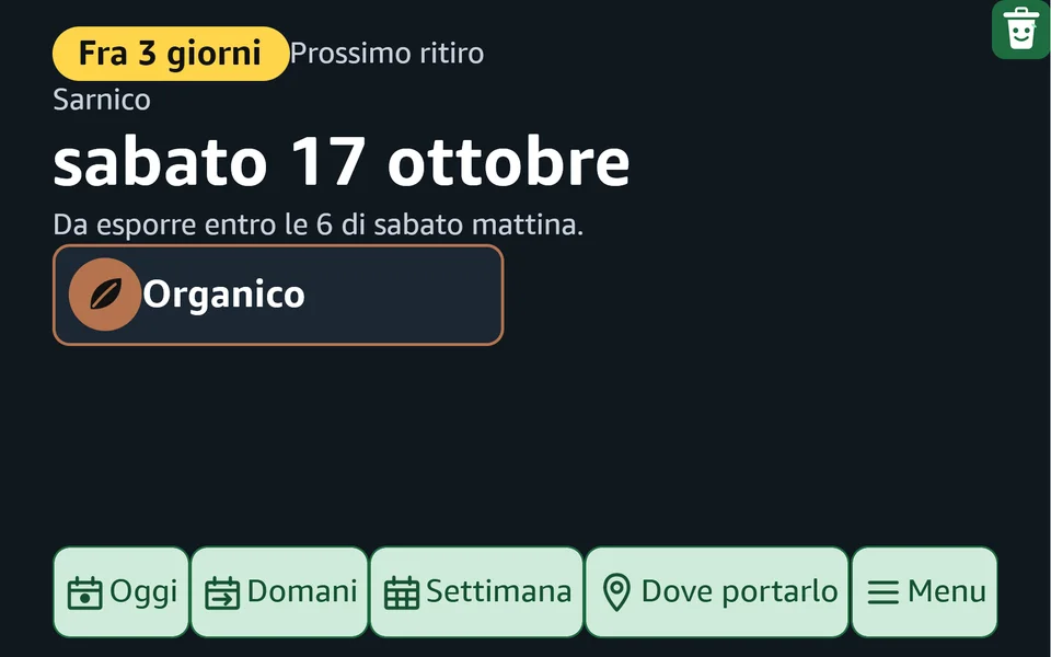 Schermo di Alexa con la skill Bidò: Un giorno: cosa passa e l'orario limite